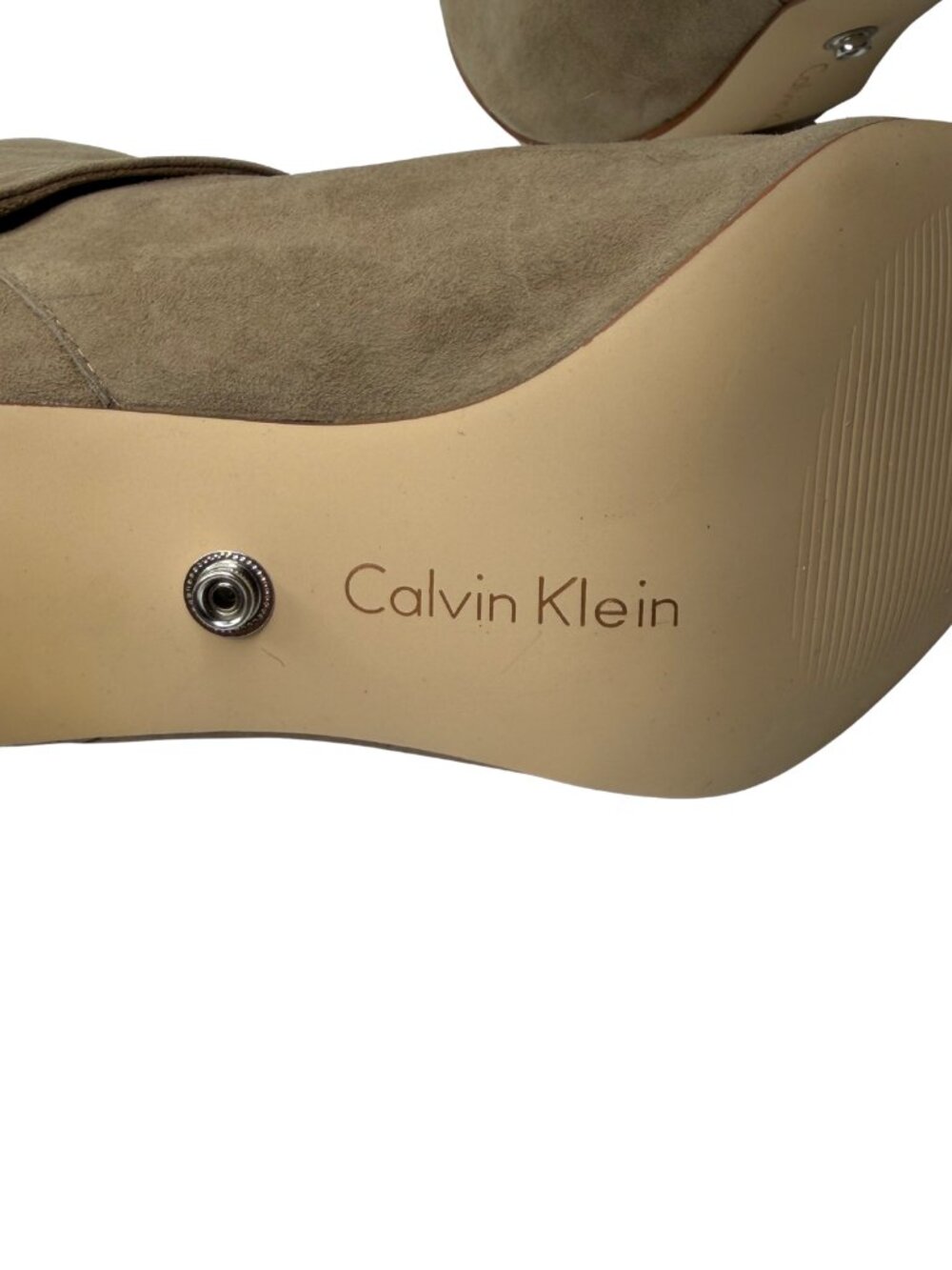 Calvin Klein Bethany Suede Fold-Over Pointed Toe Booties Tan Size 8.5 NEW - Picture 6 of 10